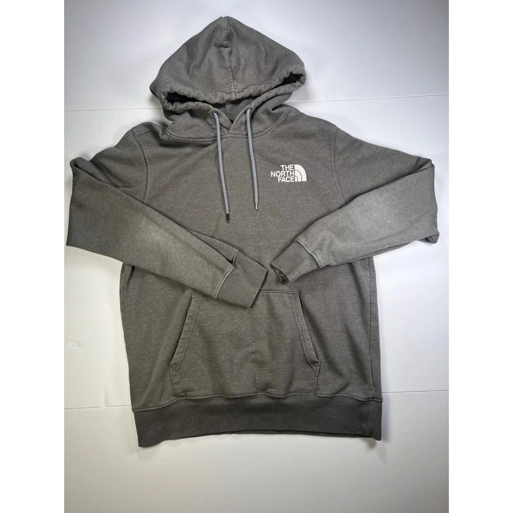 The North Face Mens M Gray Pullover Hoodie Never Stop Exploring Logo Fleece